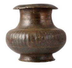 Brass Ribbed Holy Pot With Stout