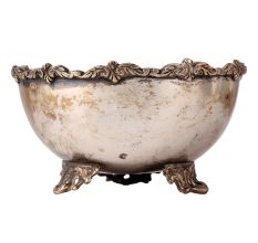Brass Bowl With Legs In Nickel Finish