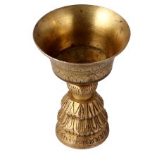 Brass Butter Lamp With A Cup And Long Stand