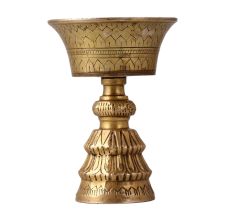 Brass Butter Lamp With A Cup And Long Stand