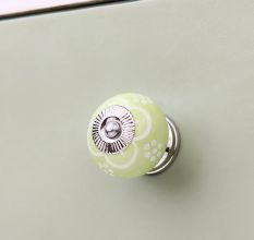 Lime Green Floral Knob