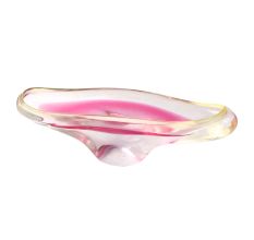 Elegant Pink Glass Used Fruit Bowl