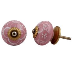 Pink Floral Dresser Knob