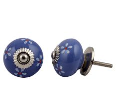 Slate Blue Flower Dresser Knob