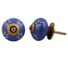 Slate Blue Flower Dresser Knob