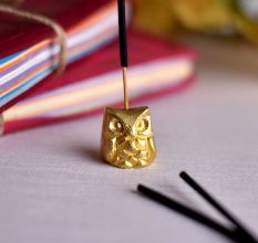 Golden Brass Wise Owl Incense Stick Holder