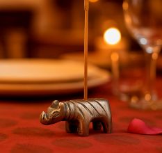 Silver Brass Hippo Incense Stick Holder