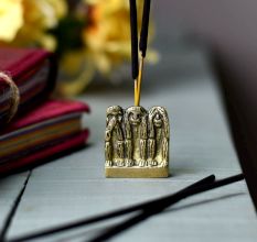 Antique Golden Brass Three Monkey Agarbatti Holder Stand