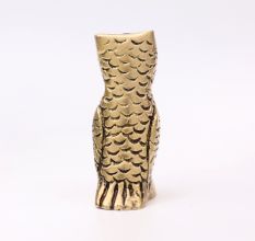 Antique Golden Brass Standing Owl Incense Stick Holder