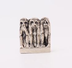 Silver Brass Three Monkey Agarbatti Holder Stand