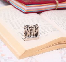 Silver Brass Three Monkey Agarbatti Holder Stand