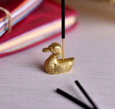 Golden Brass Minature Duck Incense Stick Holder