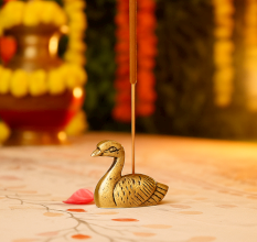 Antique Golden Brass Mini Duck Agarbatti Holder Stand