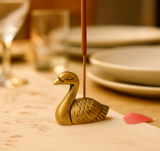 Antique Golden Brass Mini Duck Agarbatti Holder Stand