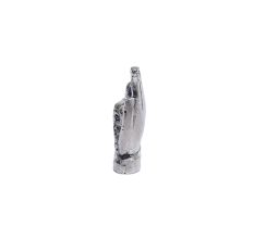 Brass Lord Ganesha Sitting On Hand Statue In Silver Finish 