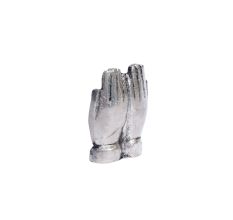 Brass Lord Ganesha Sitting On Hand Statue In Silver Finish 