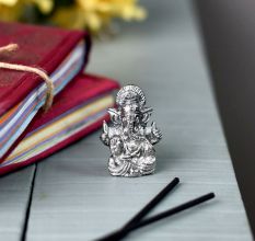 Silver Brass Ganesha Mini Statue