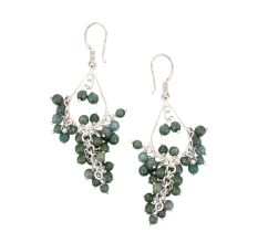 Round Peridot Bead Chandelier Earrings in 92.5 Sterling Silver