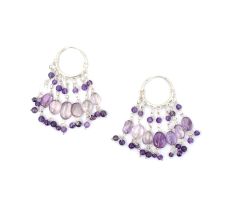 Gorgeous Amethyst And 92.5 Sterling Silver Chandelier Earrings