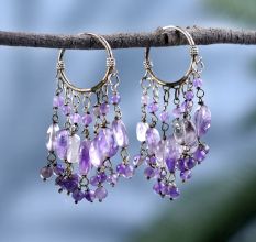 Gorgeous Amethyst And 92.5 Sterling Silver Chandelier Earrings