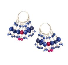 92.5 Sterling Silver Adorable Blue Pearl Earrings