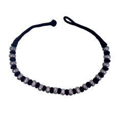 Tribal Black Thread and Oxidized Silver Bead Necklace