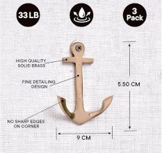 3 Pieces Vintage Anchor Decorative Wall Hooks