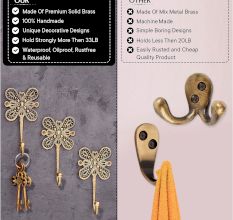 Brass Flower Wall Hook Hand Engraved Design - Pack of 3