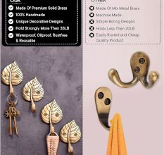 4 Pieces Brass Single Leaf Wall Hook For Home decoration
