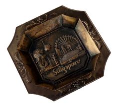 Old Engraved Metal Ash Tray