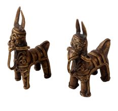 Brass Tribal Horse Statue In pair