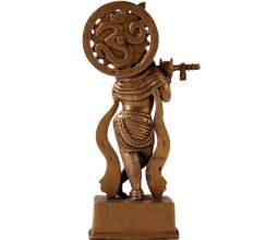 Brass Lord Krishna Statue in Golden Antique Finish