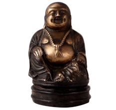 Brass Laughing Buddha Statue in Antique Finish
