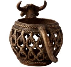 Vintage Brass Nandi Head Pot in Tribal Art