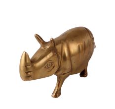 Standing Brass Rhino Statue