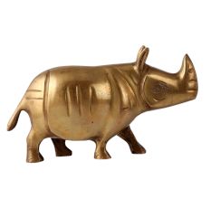 Standing Brass Rhino Statue