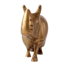 Standing Brass Rhino Statue