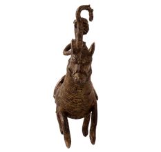 Hanging Brass Horse and Rider Statue in Tribal Art
