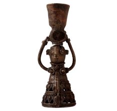 Brass Doll Candle Stand in Folk Art