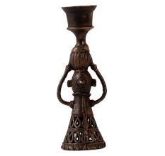 Handmade Brass Doll Candle Holder in Folk Art