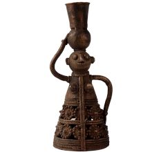 Handcrafted Brass Candle Stand in Folk Art