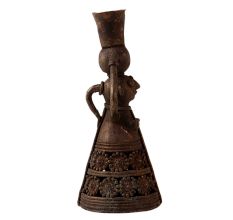 Handcrafted Brass Candle Stand in Folk Art