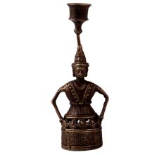 Traditional Brass Doll Candle Stand in Folk Art