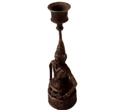 Traditional Brass Doll Candle Stand in Folk Art