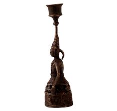 Traditional Brass Doll Candle Stand in Folk Art