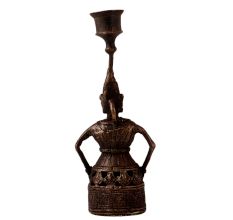 Traditional Brass Doll Candle Stand in Folk Art