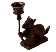 Brass Squirrel Candle Stand in Folk Art