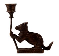 Brass Squirrel Candle Stand in Folk Art