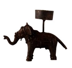 Handmade Brass Elephant Candle Holder in Folk Art