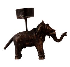 Handmade Brass Elephant Candle Holder in Folk Art